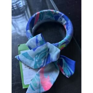 Lilly Pulitzer Fabric Wrapped Bow Bangle Bennet Blue Celestial Seas One Size NWT